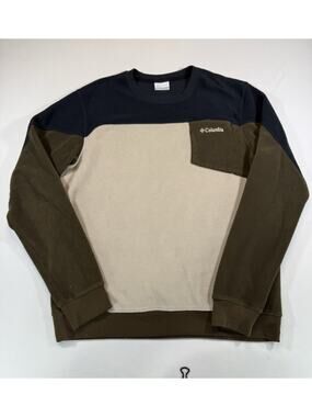 Columbia Sweater Mens L Colorblock Patchwork Embroidered Crew Neck